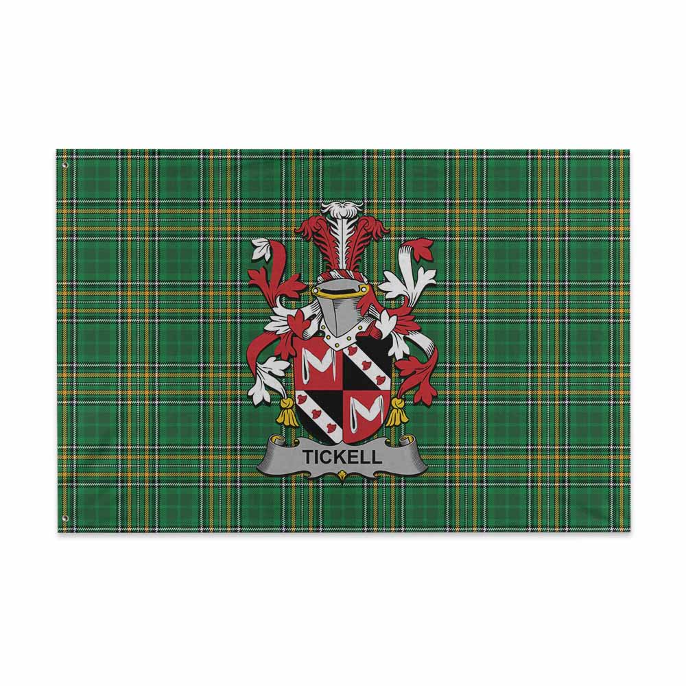 Tartan Vibes Clothing Tickell Irish Clan Tartan House Flag with Coat of Arms