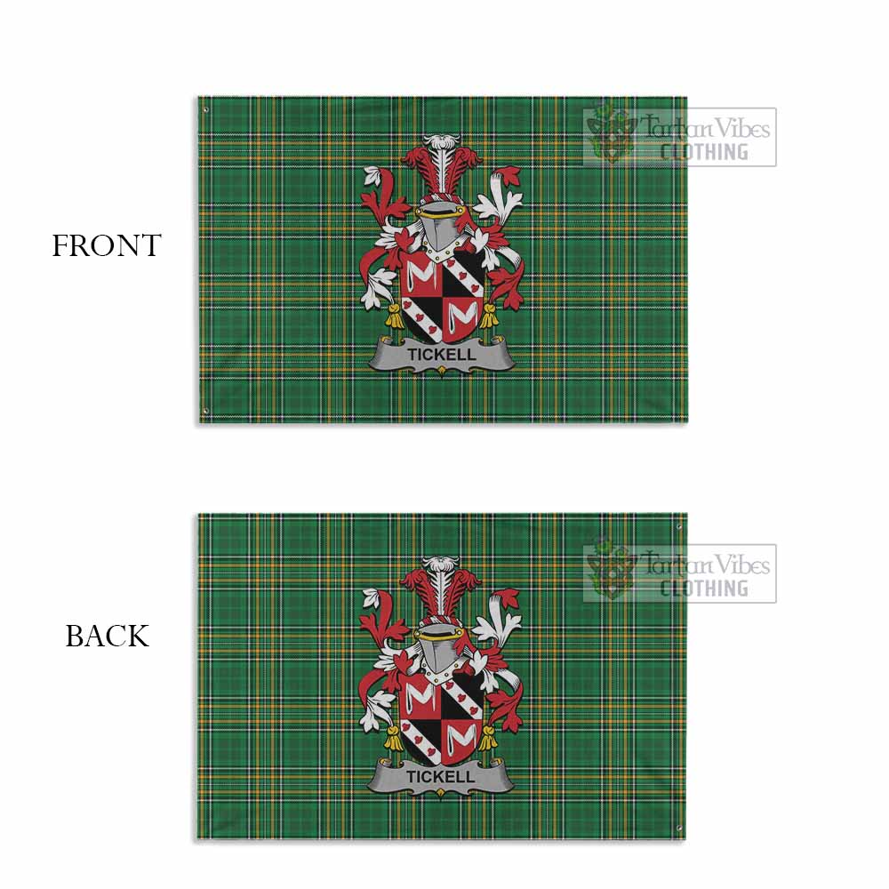 Tartan Vibes Clothing Tickell Irish Clan Tartan House Flag with Coat of Arms