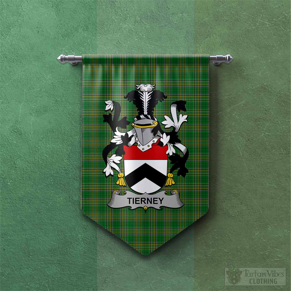 Tartan Vibes Clothing Tierney Irish Clan Tartan Gonfalon, Tartan Banner with Coat of Arms