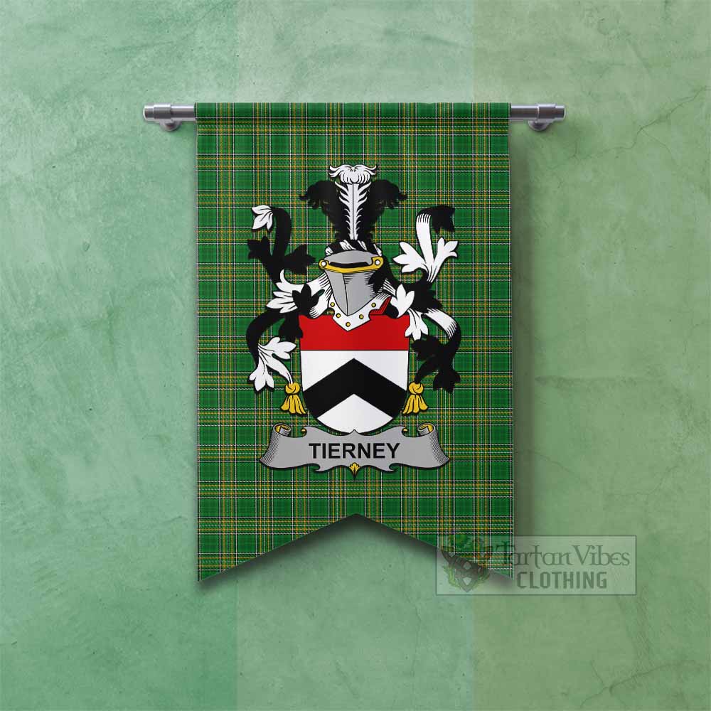 Tartan Vibes Clothing Tierney Irish Clan Tartan Gonfalon, Tartan Banner with Coat of Arms