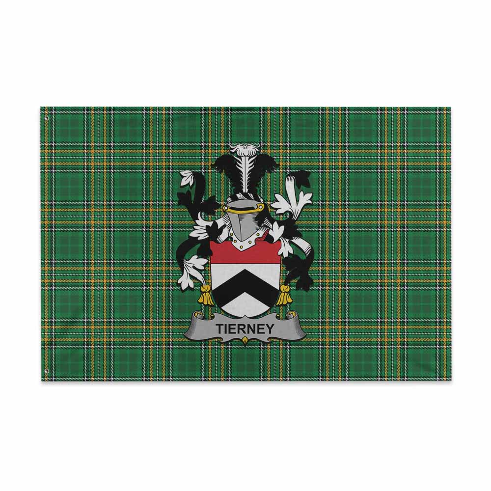 Tartan Vibes Clothing Tierney Irish Clan Tartan House Flag with Coat of Arms