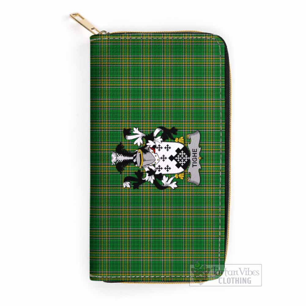 Tighe Irish Clan Tartan Women's Leather Wallet with Coat of Arms One Size 19.7*10.5*3.5 cm - Tartan Vibes Clothing