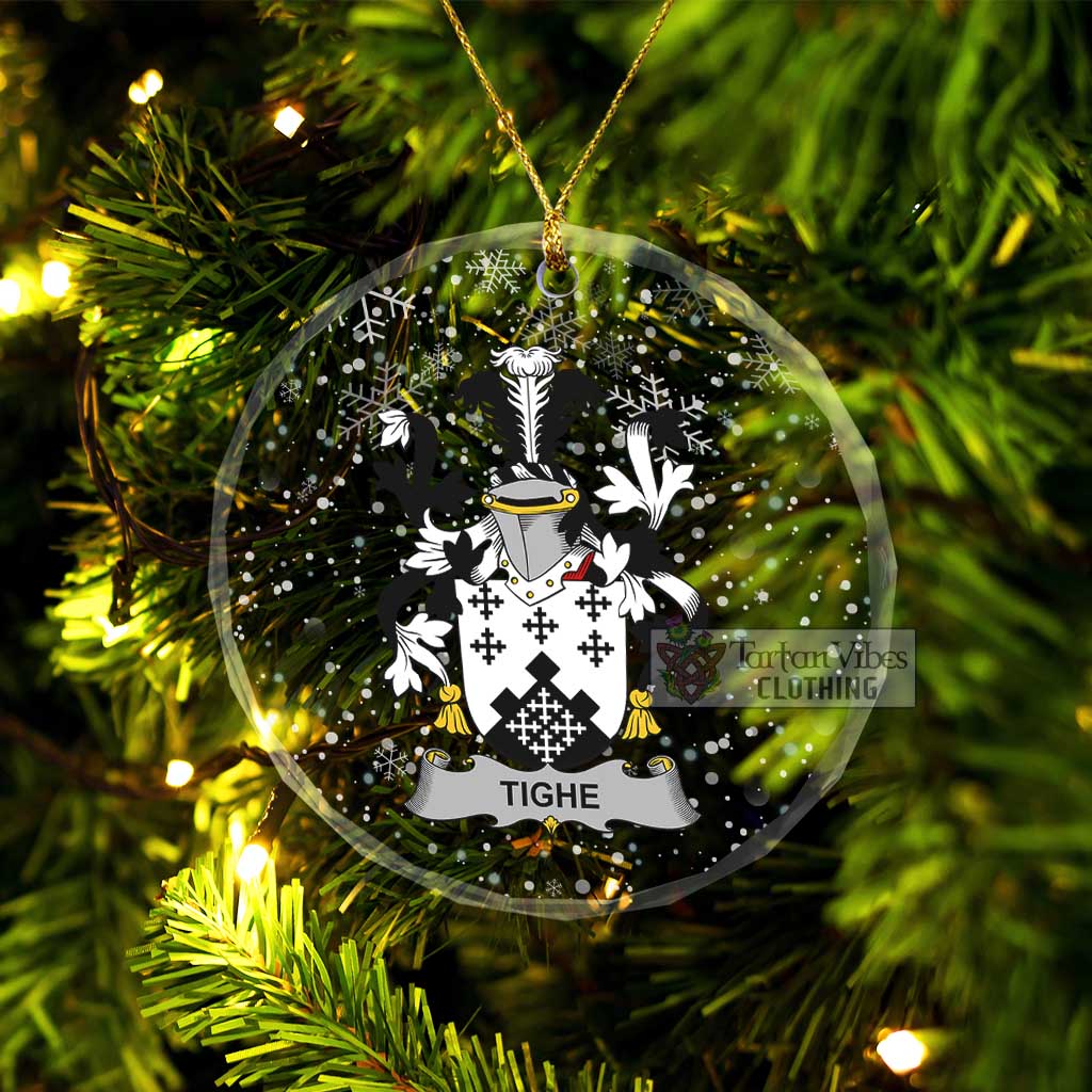 Tighe Irish Clan Christmas Glass Ornament with Coat of Arms Transparent Glass Circle - 2D-tartanvibesclothing