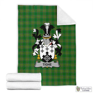 Tartan Vibes Clothing Tighe Irish Clan Tartan Blanket with Coat of Arms