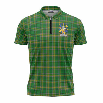 Tilson Irish Clan Tartan Zipper Polo Shirt with Coat of Arms Unisex - Tartan Vibes Clothing