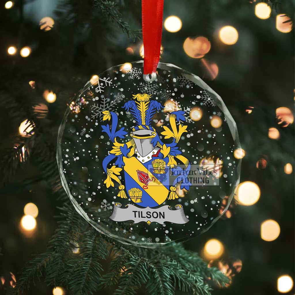 Tartan Vibes Clothing Tilson Irish Clan Christmas Glass Ornament with Coat of Arms
