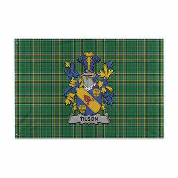Tilson Irish Clan Tartan House Flag with Coat of Arms