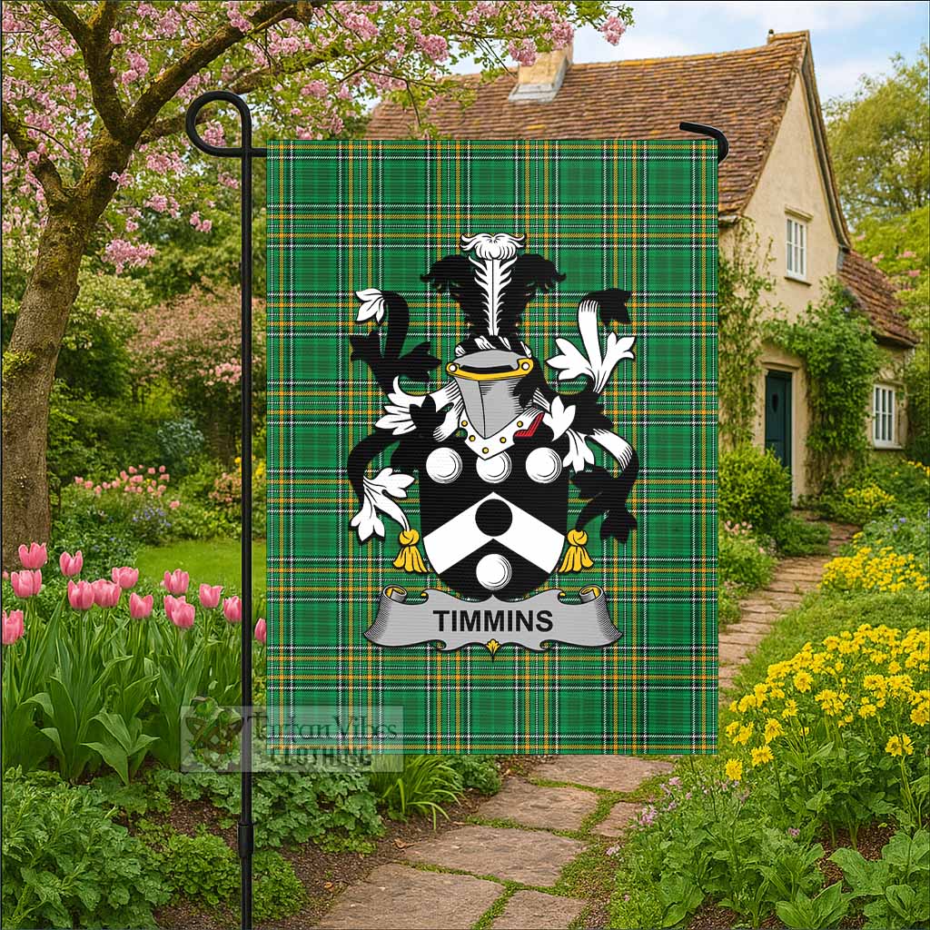 Timmins Irish Clan Tartan Flag with Coat of Arms