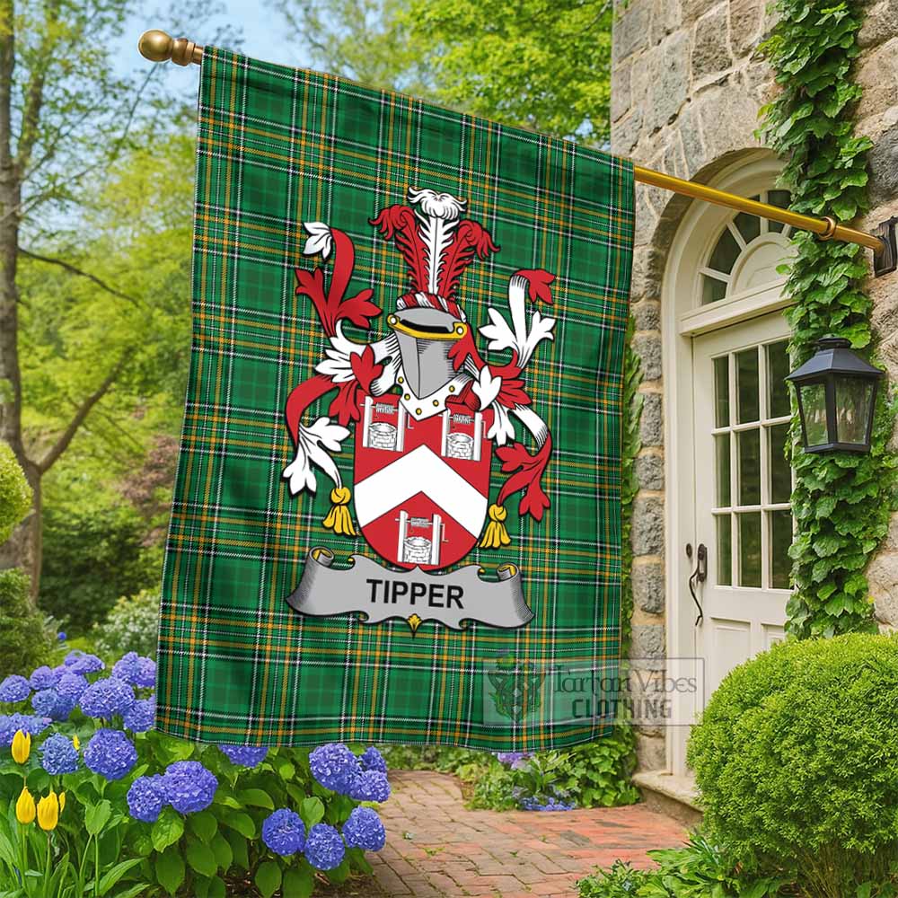 Tipper Irish Clan Tartan Flag with Coat of Arms