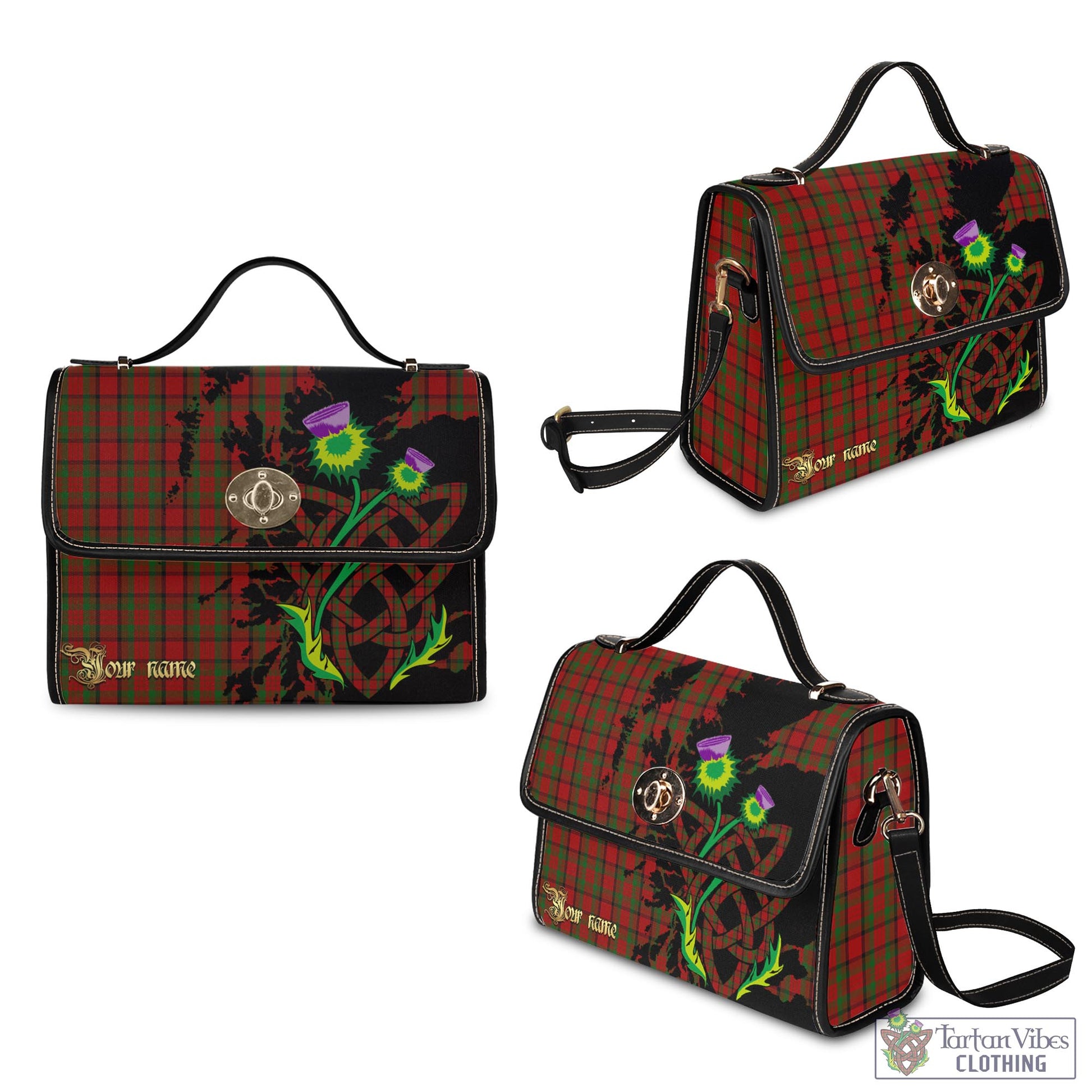 Tartan Vibes Clothing Tipperary County Ireland Tartan Waterproof Canvas Bag with Scotland Map and Thistle Celtic Accents