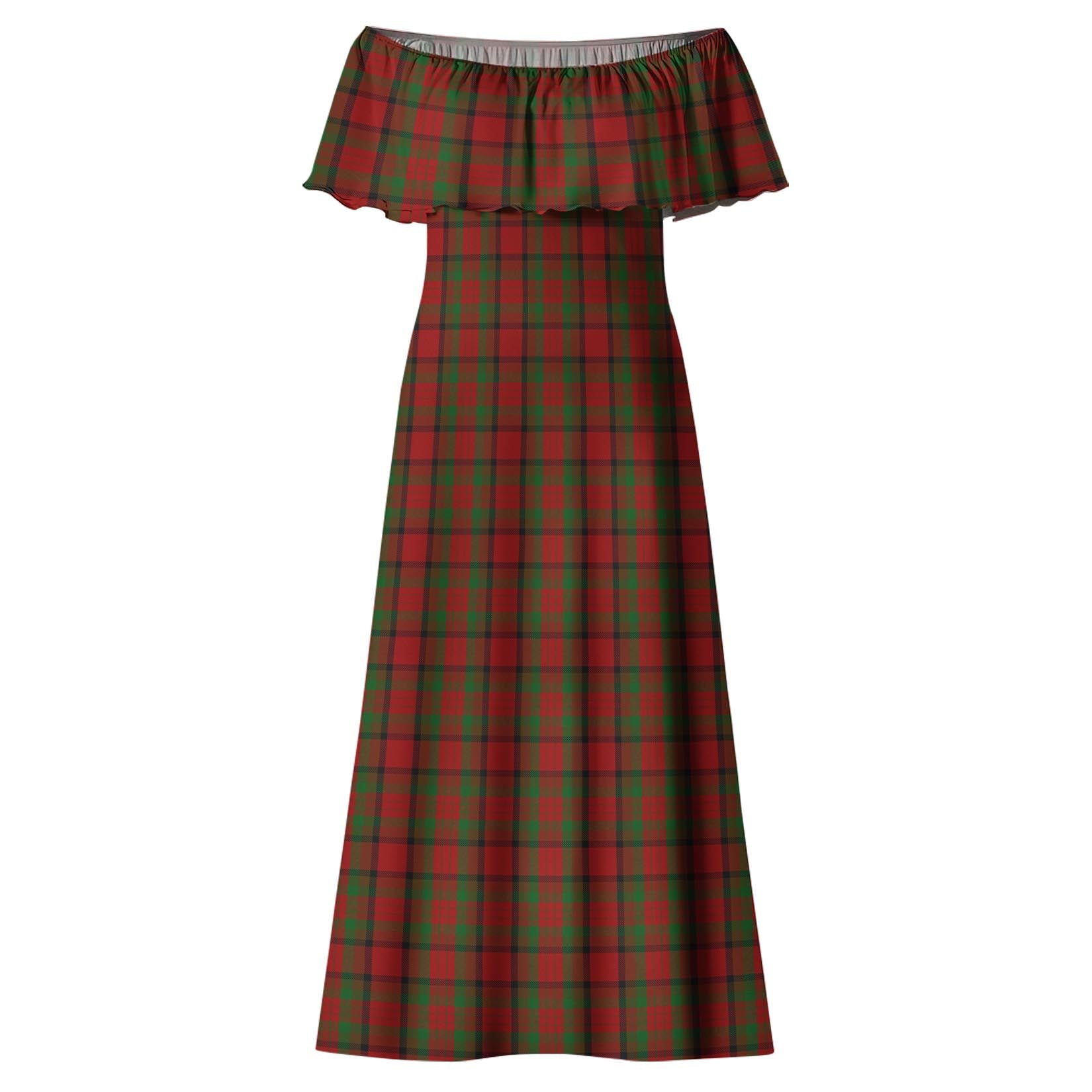 Tipperary County Ireland Tartan Off Shoulder Long Dress - Tartanvibesclothing