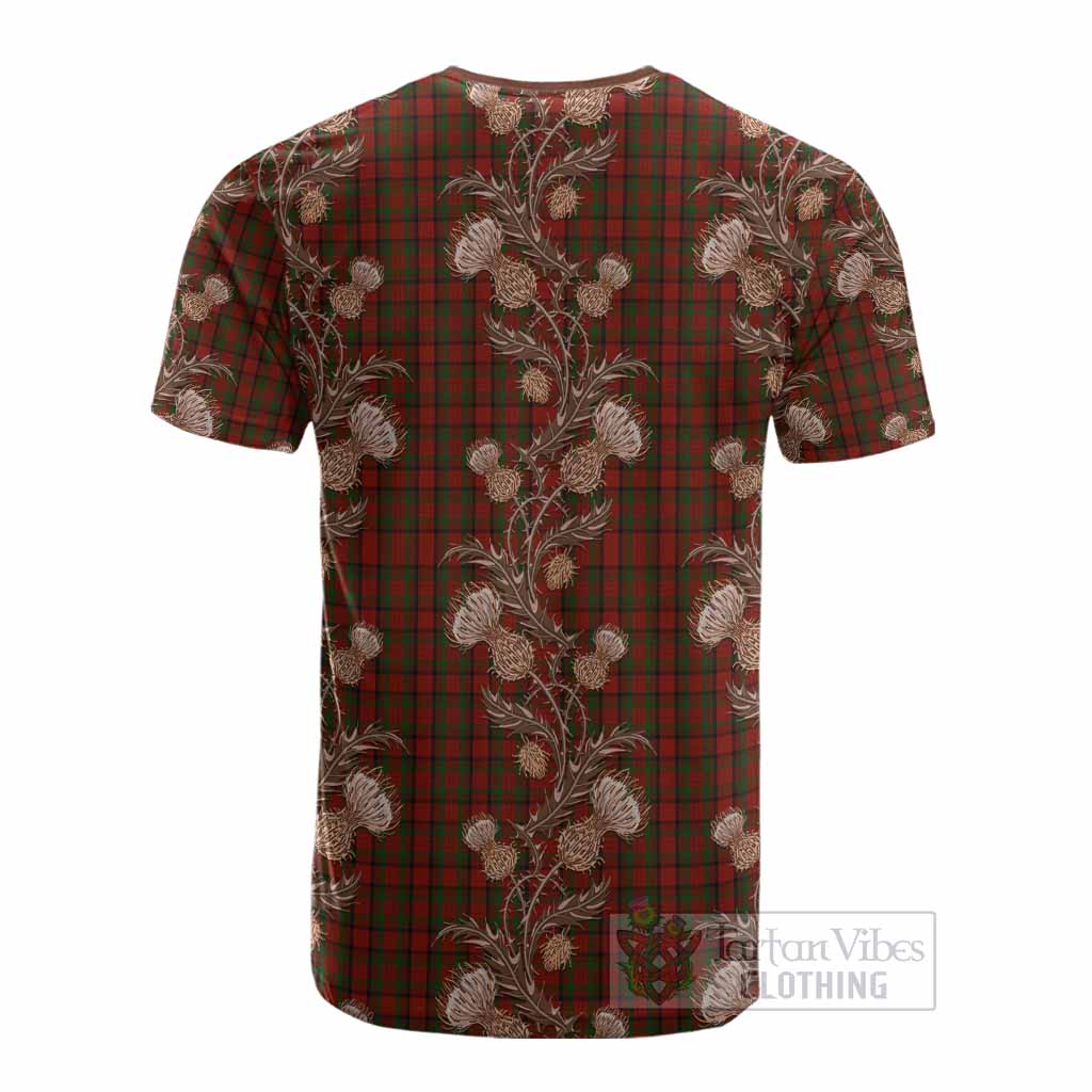 Tipperary County Ireland Tartan Cotton T-shirt Seamless Scottish Thistle Flowers