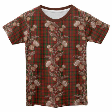 Tipperary County Ireland Tartan Kid T-shirt Seamless Scottish Thistle Flowers