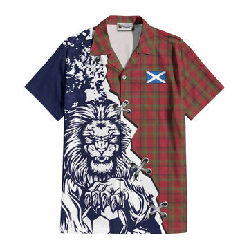 Tipperary County Ireland Tartan Scottish Cotton Hawaiian Shirt Angry Lion With Soccer Ball Style