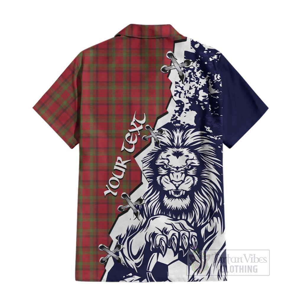 Tipperary County Ireland Tartan Scottish Cotton Hawaiian Shirt Angry Lion With Soccer Ball Style