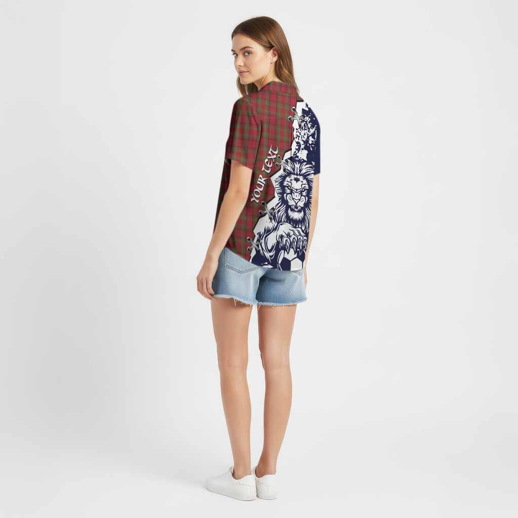 Tipperary County Ireland Tartan Scottish Cotton Hawaiian Shirt Angry Lion With Soccer Ball Style