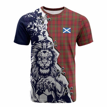 Tipperary County Ireland Tartan Scottish Cotton T-shirt Angry Lion With Soccer Ball Style
