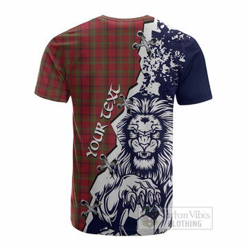 Tipperary County Ireland Tartan Scottish Cotton T-shirt Angry Lion With Soccer Ball Style