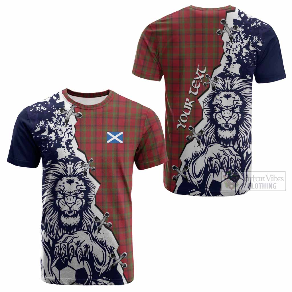 Tipperary County Ireland Tartan Scottish Cotton T-shirt Angry Lion With Soccer Ball Style