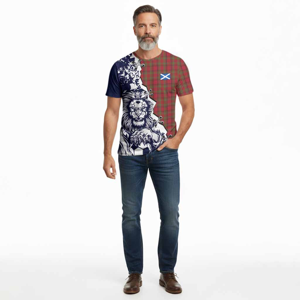 Tipperary County Ireland Tartan Scottish Cotton T-shirt Angry Lion With Soccer Ball Style