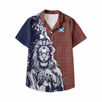 Tipperary County Ireland Tartan Scottish Kid Hawaiian Shirt Angry Lion With Soccer Ball Style