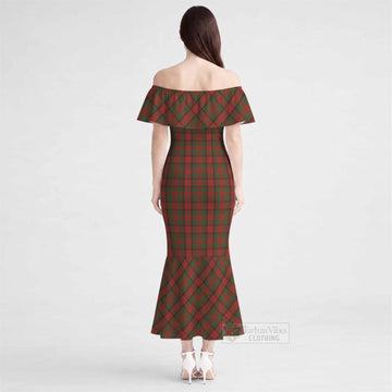 Tipperary Tartan Off Shoulder Ruffle Mermaid Maxi Dress