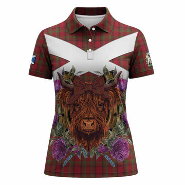 Tipperary Tartan Women Polo Shirt Scottish Thistle Heilan Coo