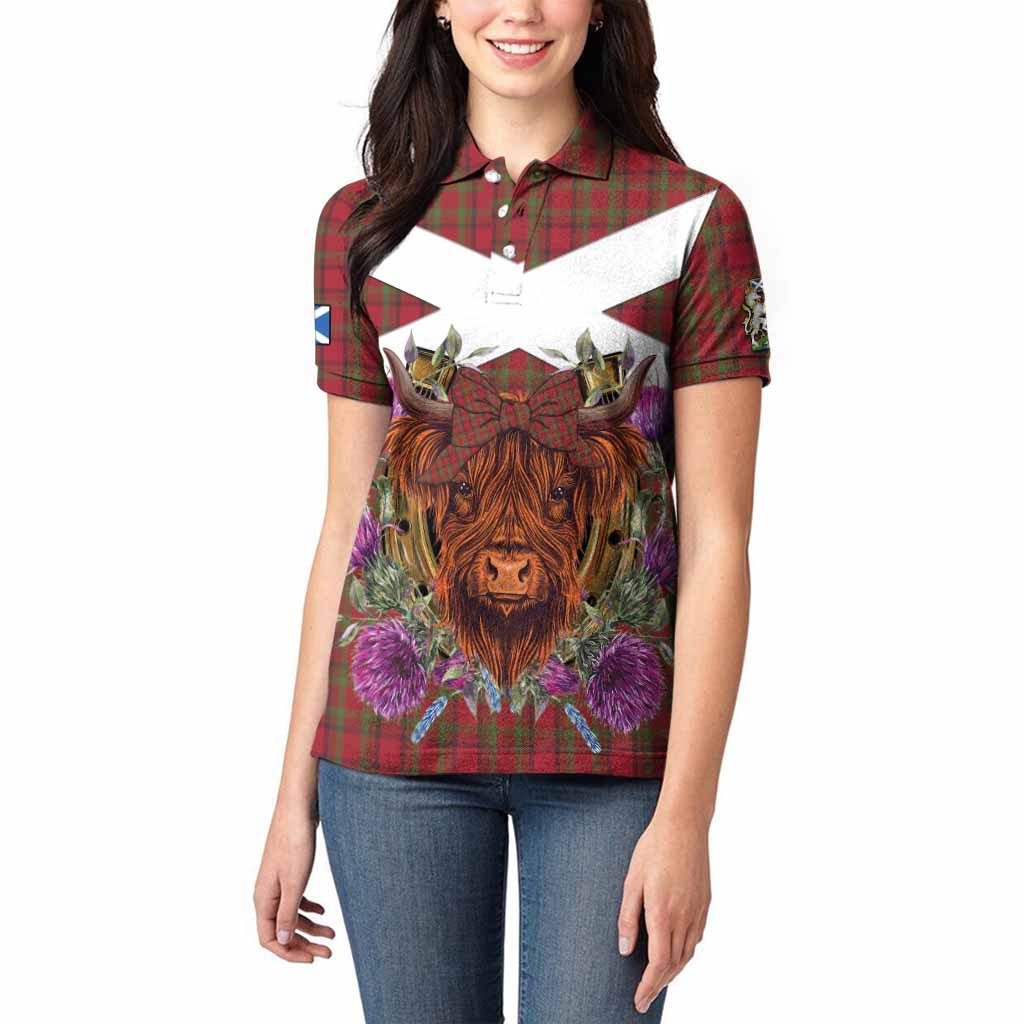 Tipperary Tartan Women Polo Shirt Scottish Thistle Heilan Coo