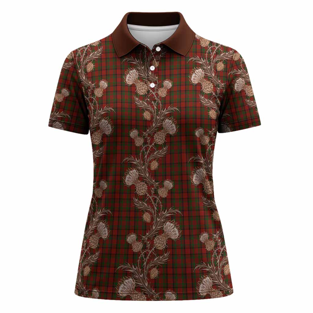 Tipperary Tartan Women Polo Shirt Seamless Scottish Thistle Flowers