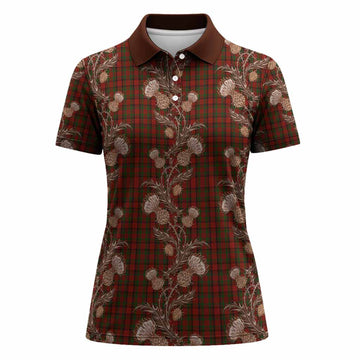 Tipperary Tartan Women Polo Shirt Seamless Scottish Thistle Flowers