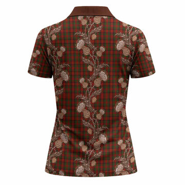 Tipperary Tartan Women Polo Shirt Seamless Scottish Thistle Flowers