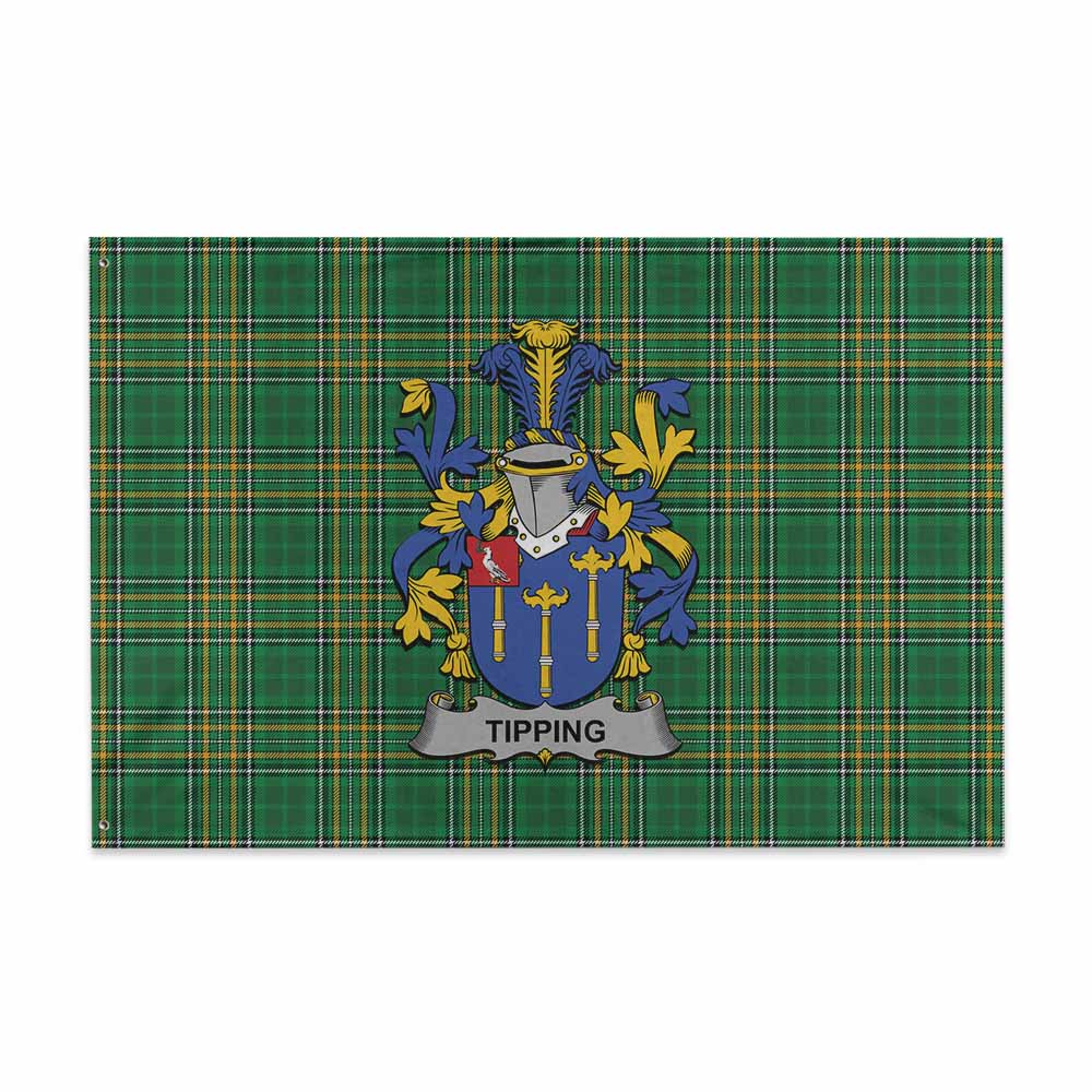 Tartan Vibes Clothing Tipping Irish Clan Tartan House Flag with Coat of Arms