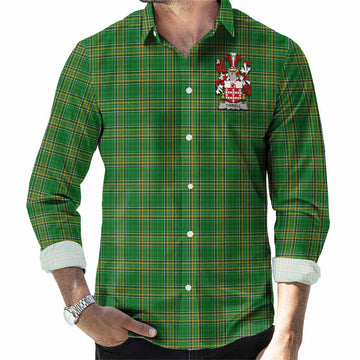 Tirrell Irish Clan Tartan Long Sleeve Button Up with Coat of Arms Men's Shirt - Tartan Vibes Clothing