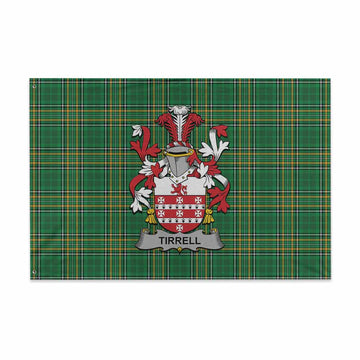Tartan Vibes Clothing Tirrell Irish Clan Tartan House Flag with Coat of Arms
