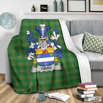 Tartan Vibes Clothing Tirry Irish Clan Tartan Blanket with Coat of Arms