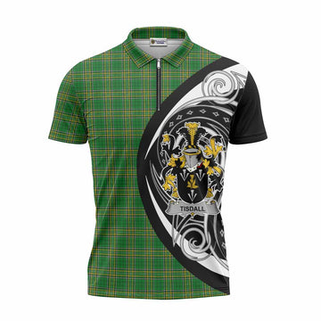 Tisdall Irish Clan Zipper Polo Shirt Celtic Circle Style