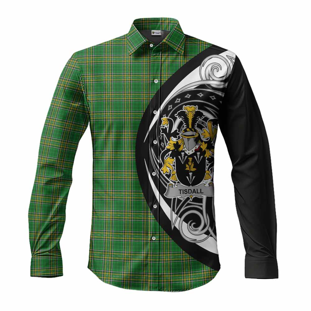 Tartan Vibes Clothing Tisdall Irish Clan Long Sleeve Button Shirt Celtic Circle Style