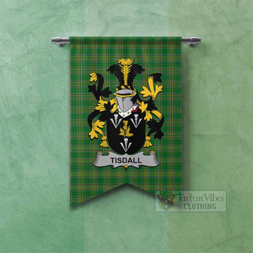 Tisdall Irish Clan Tartan Gonfalon, Tartan Banner with Coat of Arms