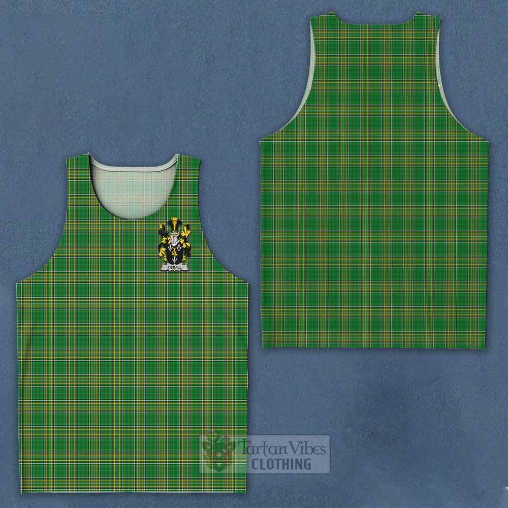 Tartan Vibes Clothing Tisdall Irish Clan Tartan Men's Tank Top with Coat of Arms
