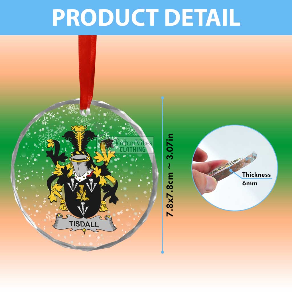 Tisdall Irish Clan Christmas Glass Ornament with Coat of Arms - 2D-tartanvibesclothing