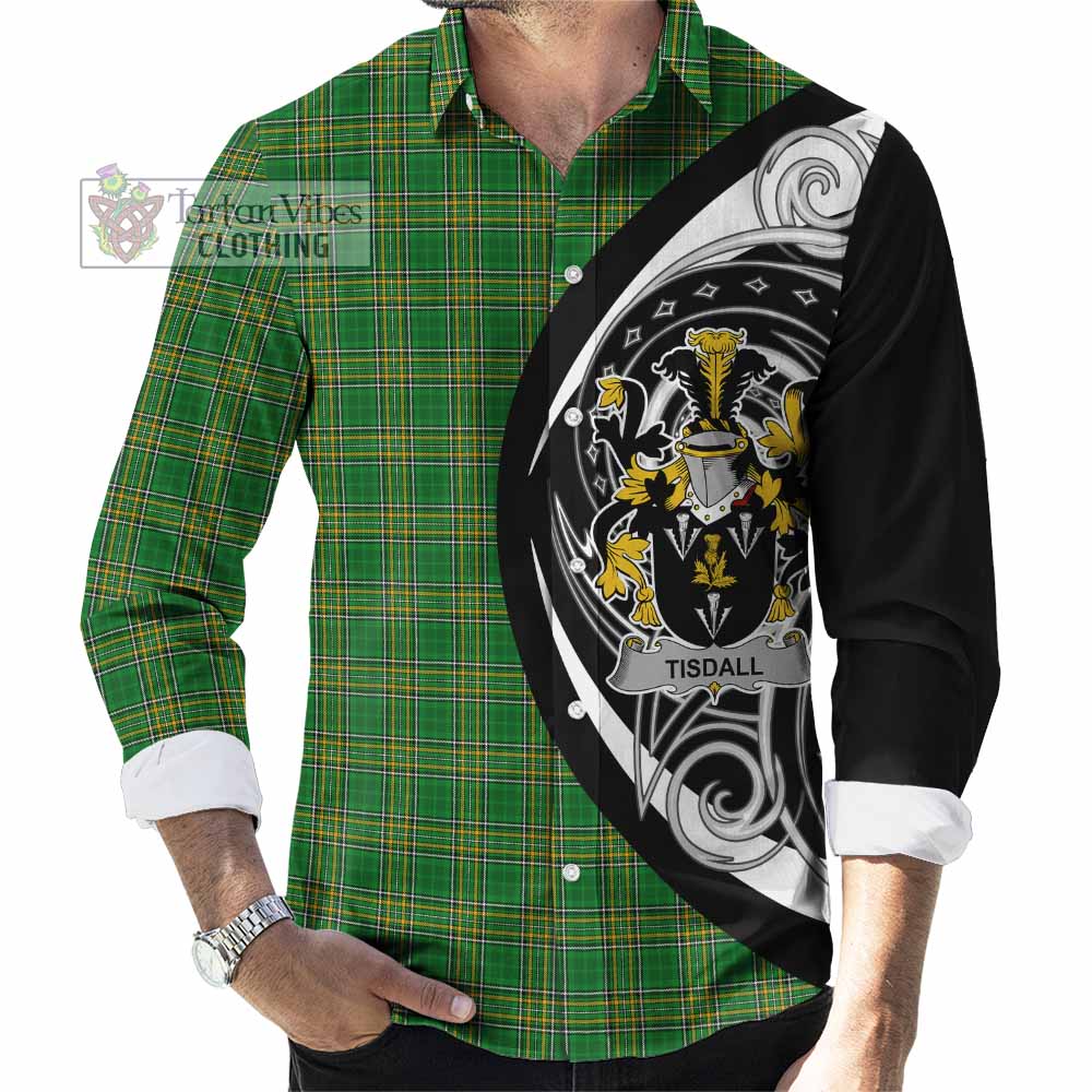 Tartan Vibes Clothing Tisdall Irish Clan Long Sleeve Button Shirt Celtic Circle Style