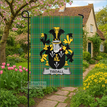 Tisdall Irish Clan Tartan Garden Flag with Coat of Arms