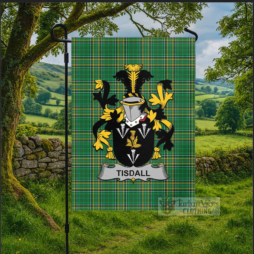Tisdall Irish Clan Tartan Flag with Coat of Arms