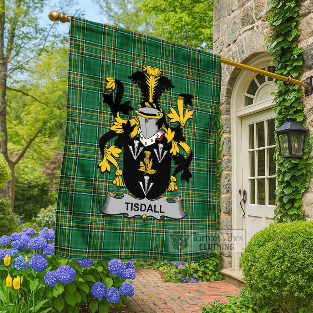 Tisdall Irish Clan Tartan Flag with Coat of Arms