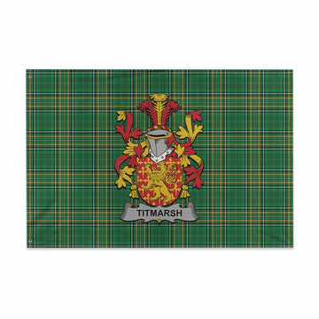 Tartan Vibes Clothing Titmarsh Irish Clan Tartan House Flag with Coat of Arms