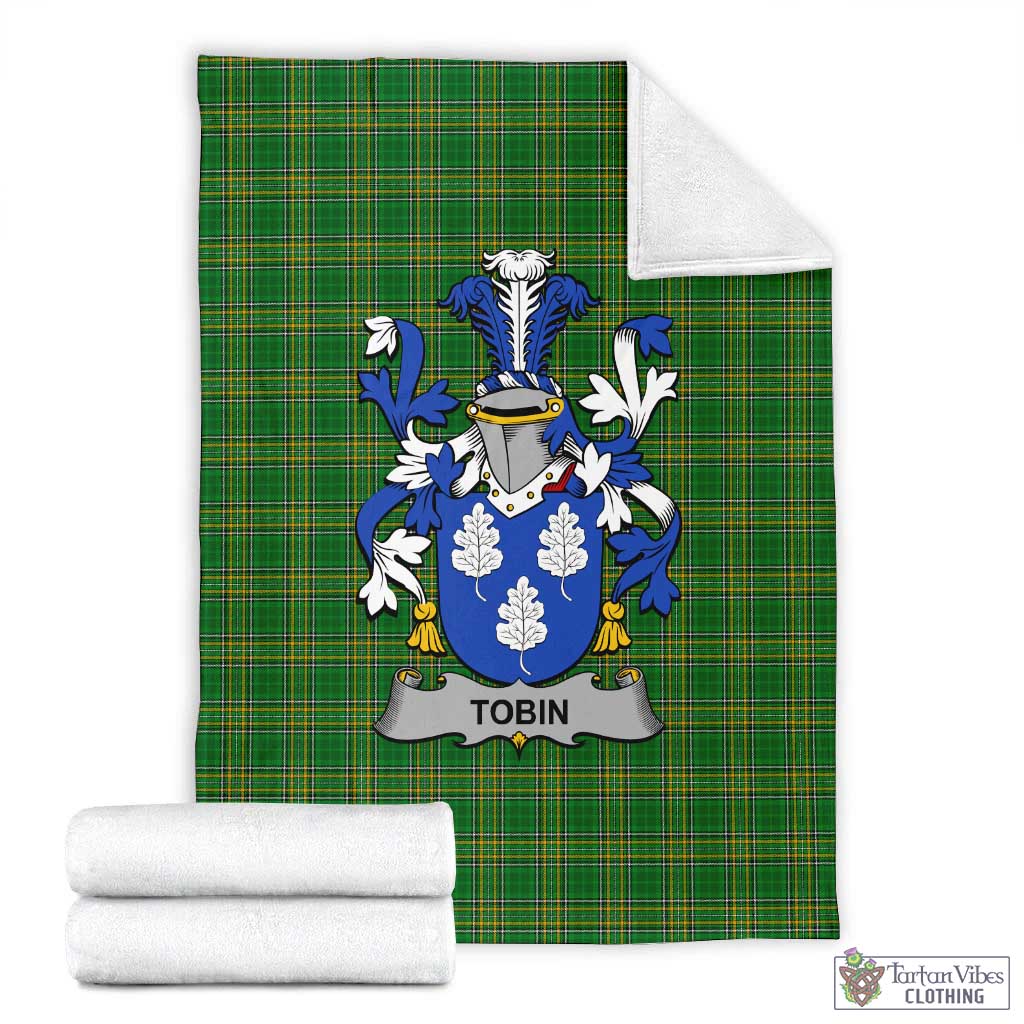 Tobin Irish Clan Tartan Blanket with Coat of Arms X-Large 59 x 79 inches 150 x 200 cm - Tartan Vibes Clothing