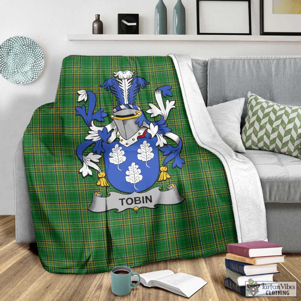 Tobin Irish Clan Tartan Blanket with Coat of Arms - Tartan Vibes Clothing