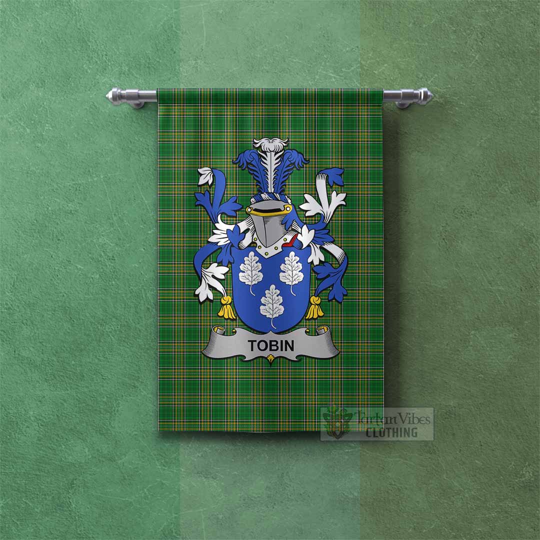 Tartan Vibes Clothing Tobin Irish Clan Tartan Gonfalon, Tartan Banner with Coat of Arms