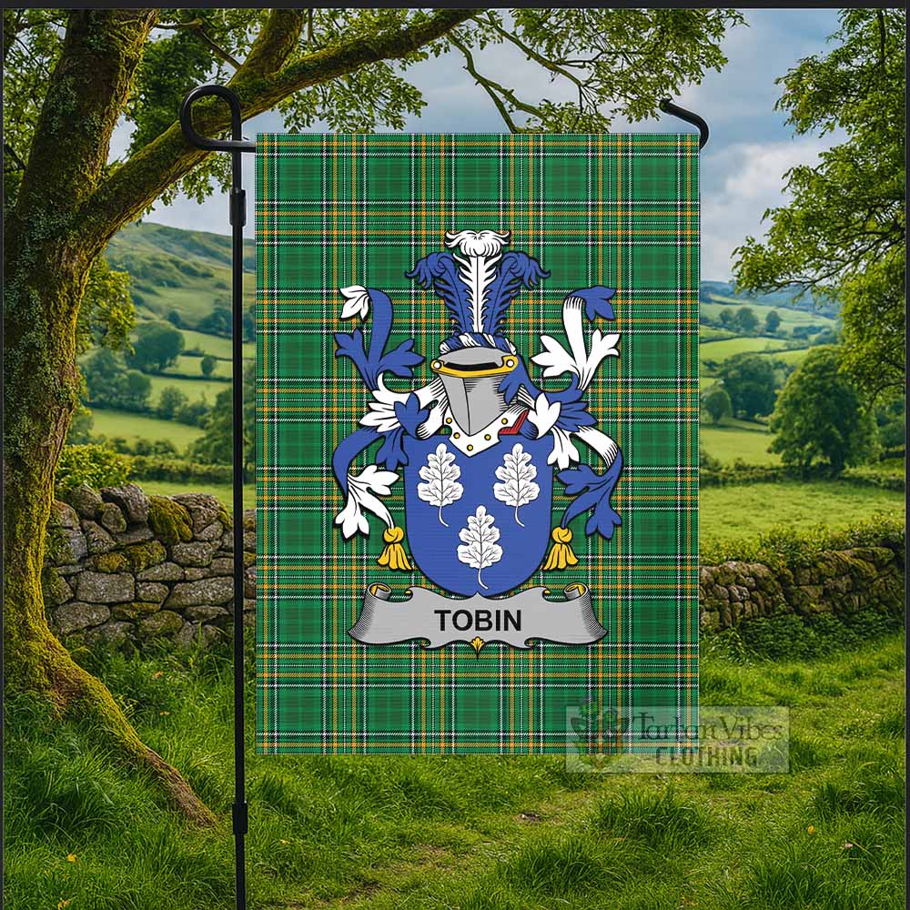 Tobin Irish Clan Tartan Flag with Coat of Arms