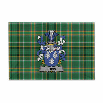 Tartan Vibes Clothing Tobin Irish Clan Tartan House Flag with Coat of Arms